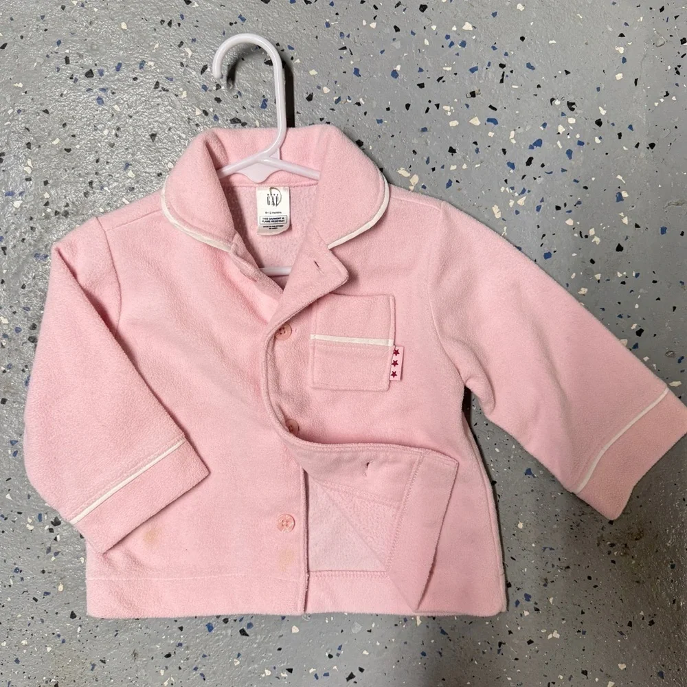 Baby Gap Pink Fleece Pajama Button Down Pajama Top